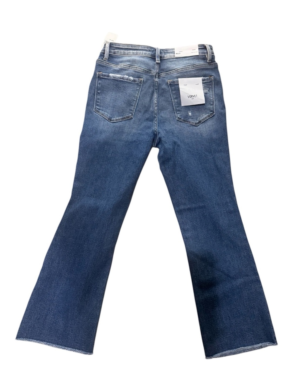 Vervet- Vintage-Inspired Light Blue Flare Jeans with Distressed Knee - Vervet - Picture 3 of 7